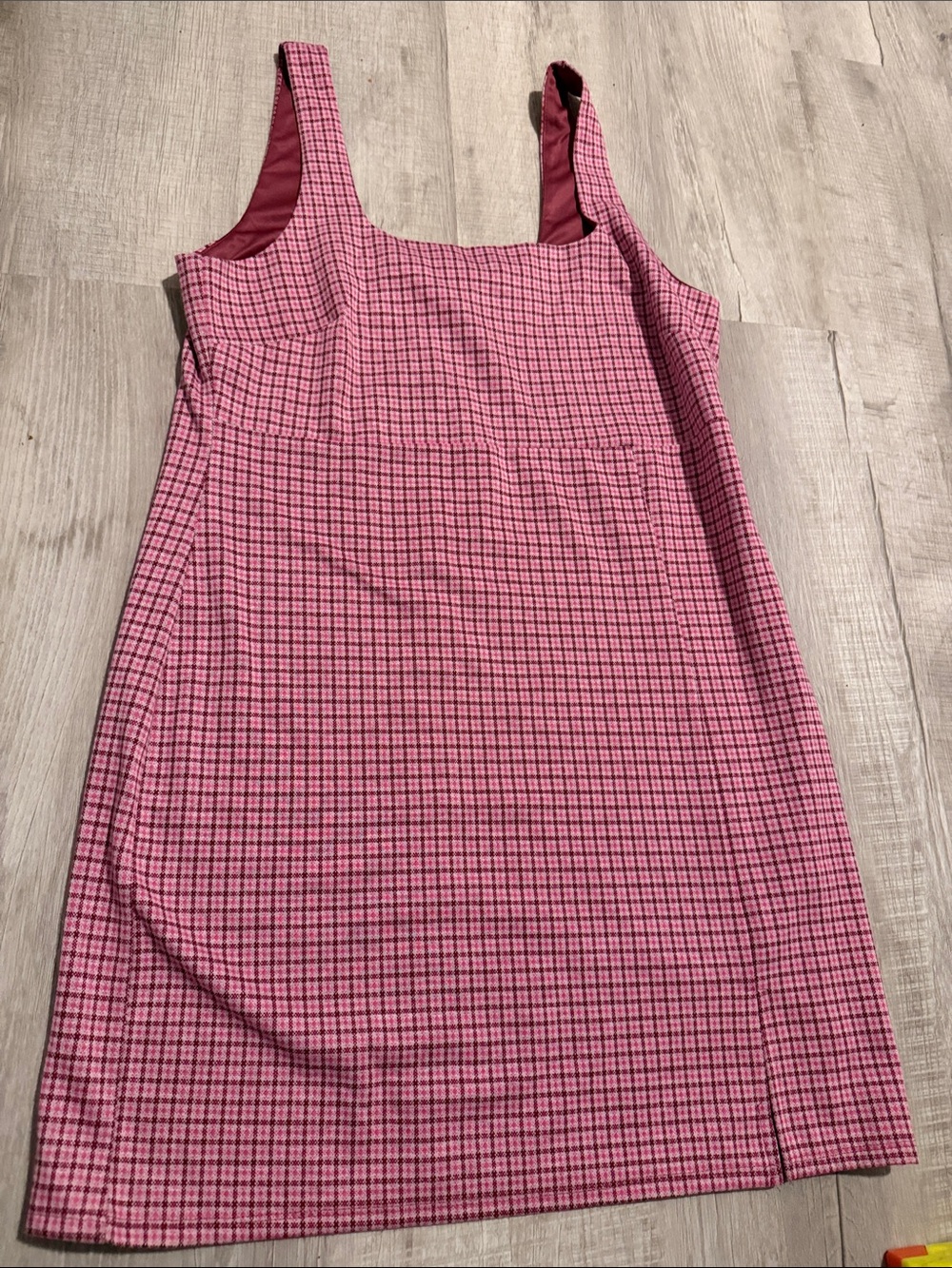 Forever 21 Pink Check Square-Neck Mini Dress